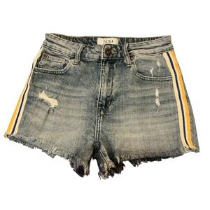 Pistola Blue Jean Shorts with Yellow Stripes